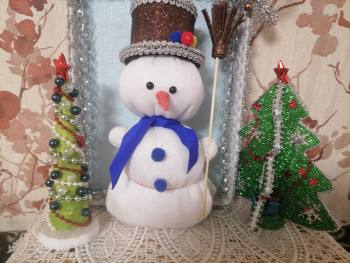 Снеговик своими руками, новогодняя игрушка
